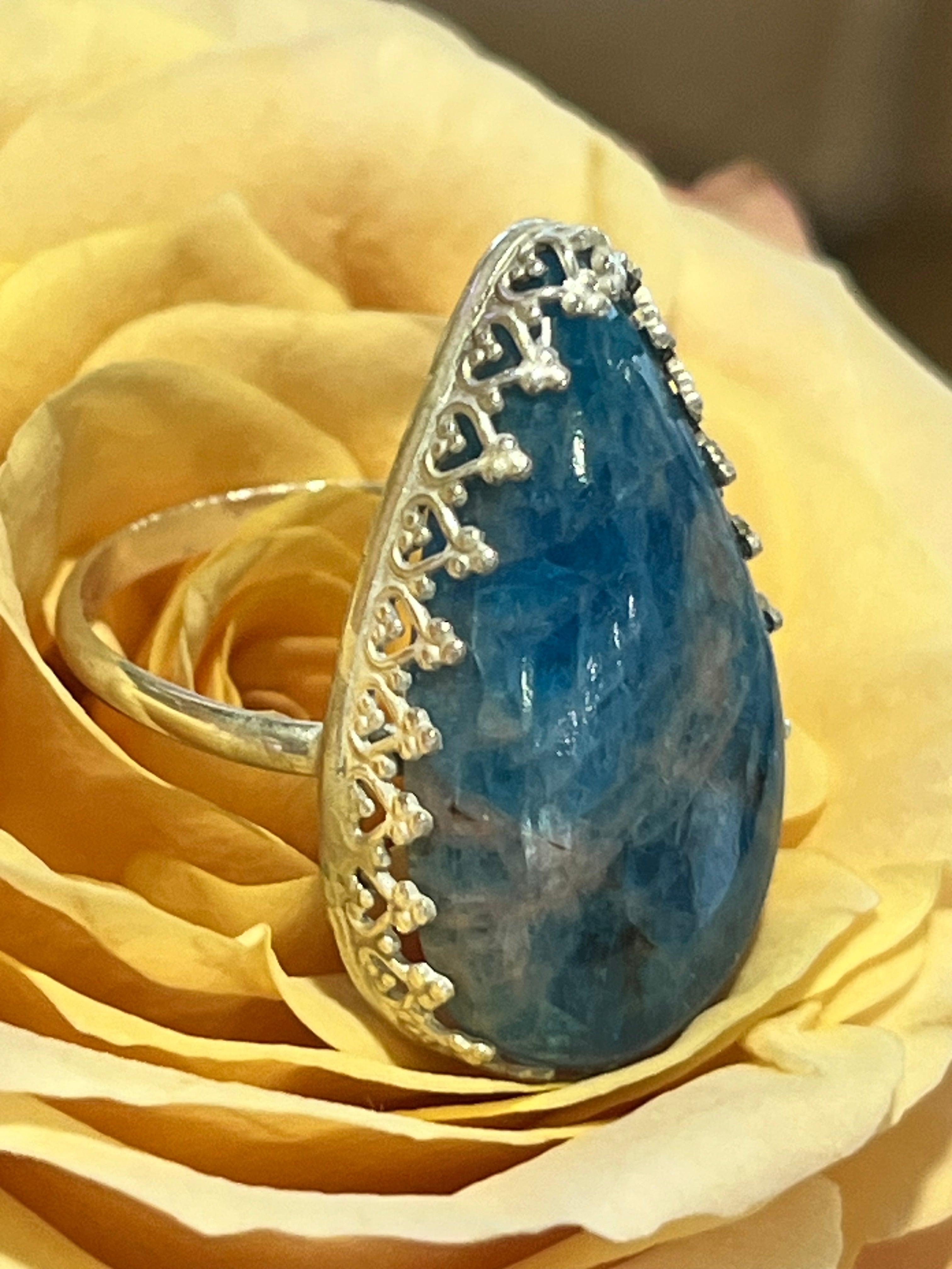 Blue appetite and sterling cocktail ring