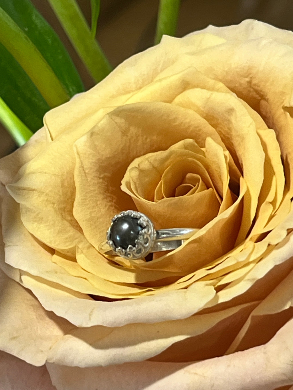 Black pearl set in sterling silver