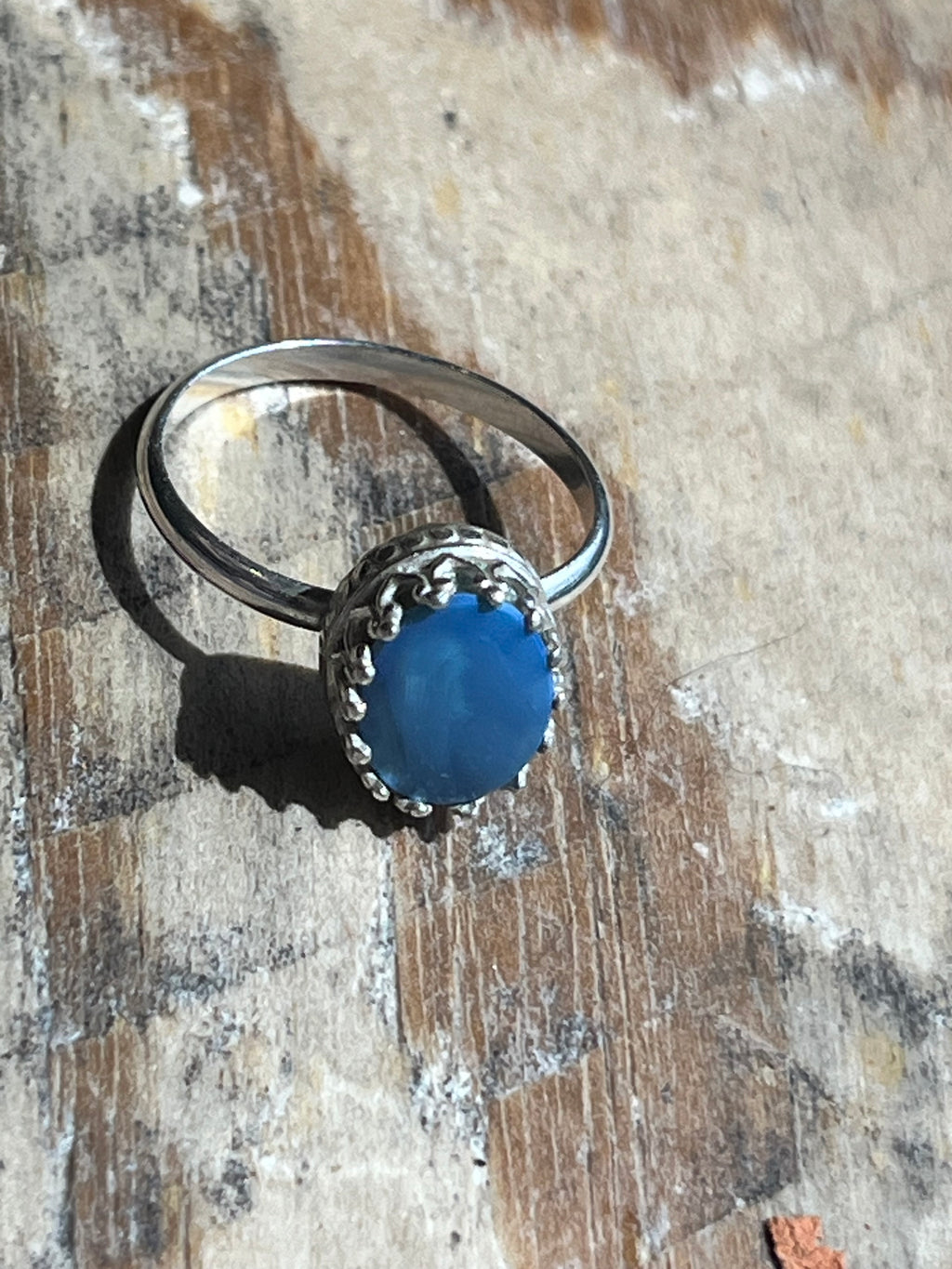 Blue fire opal ring