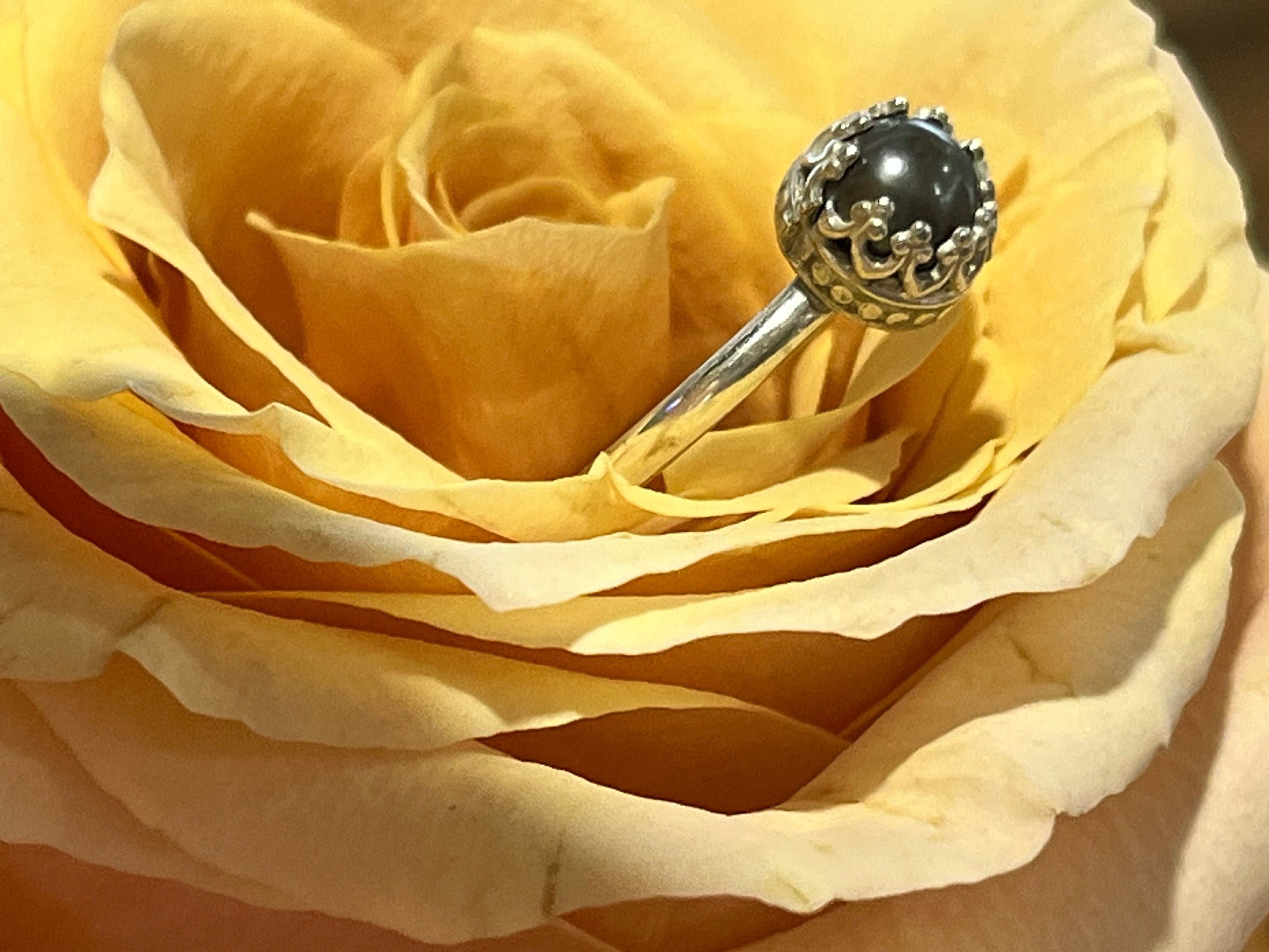 Black pearl set in sterling silver