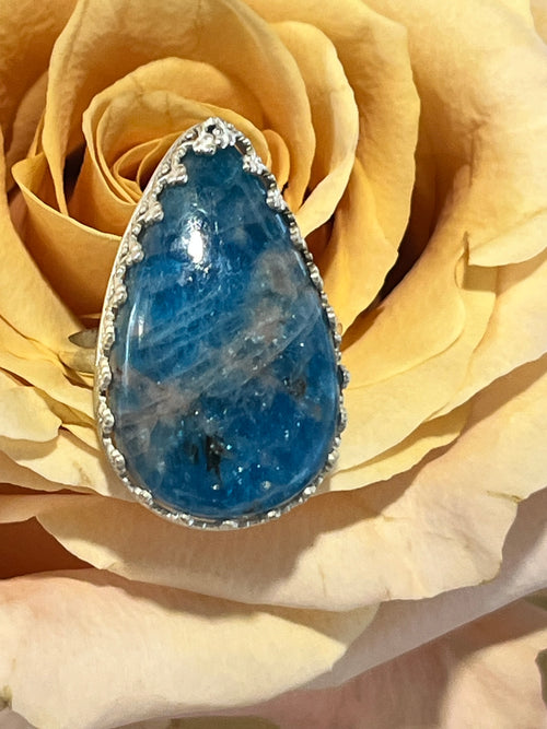Blue appetite and sterling cocktail ring
