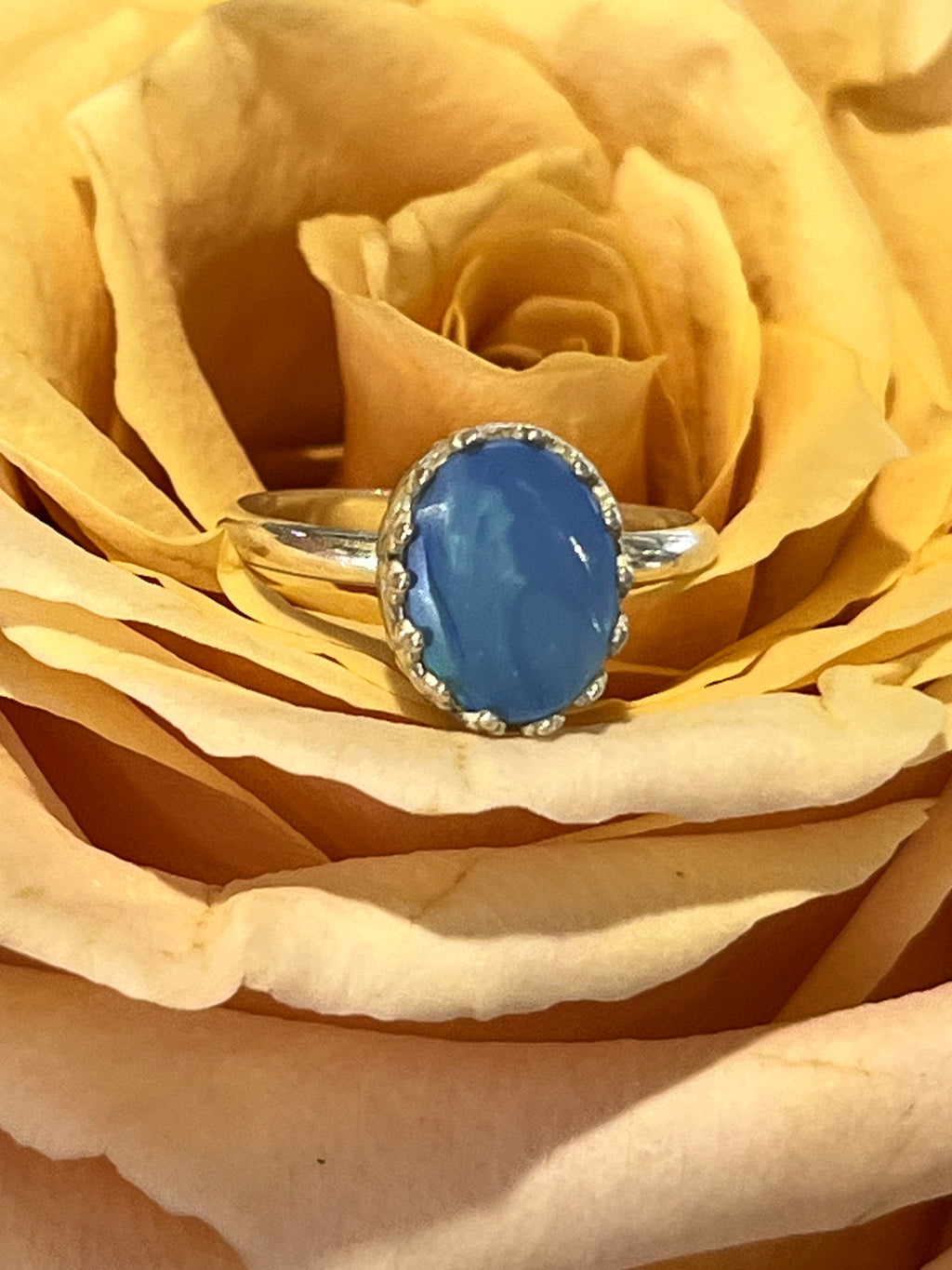 Blue fire opal ring