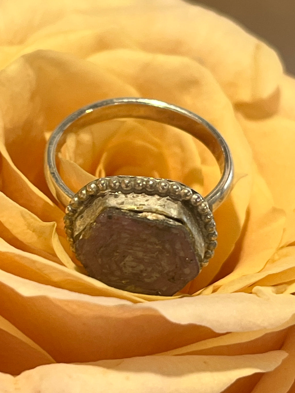 Raw sapphire ring