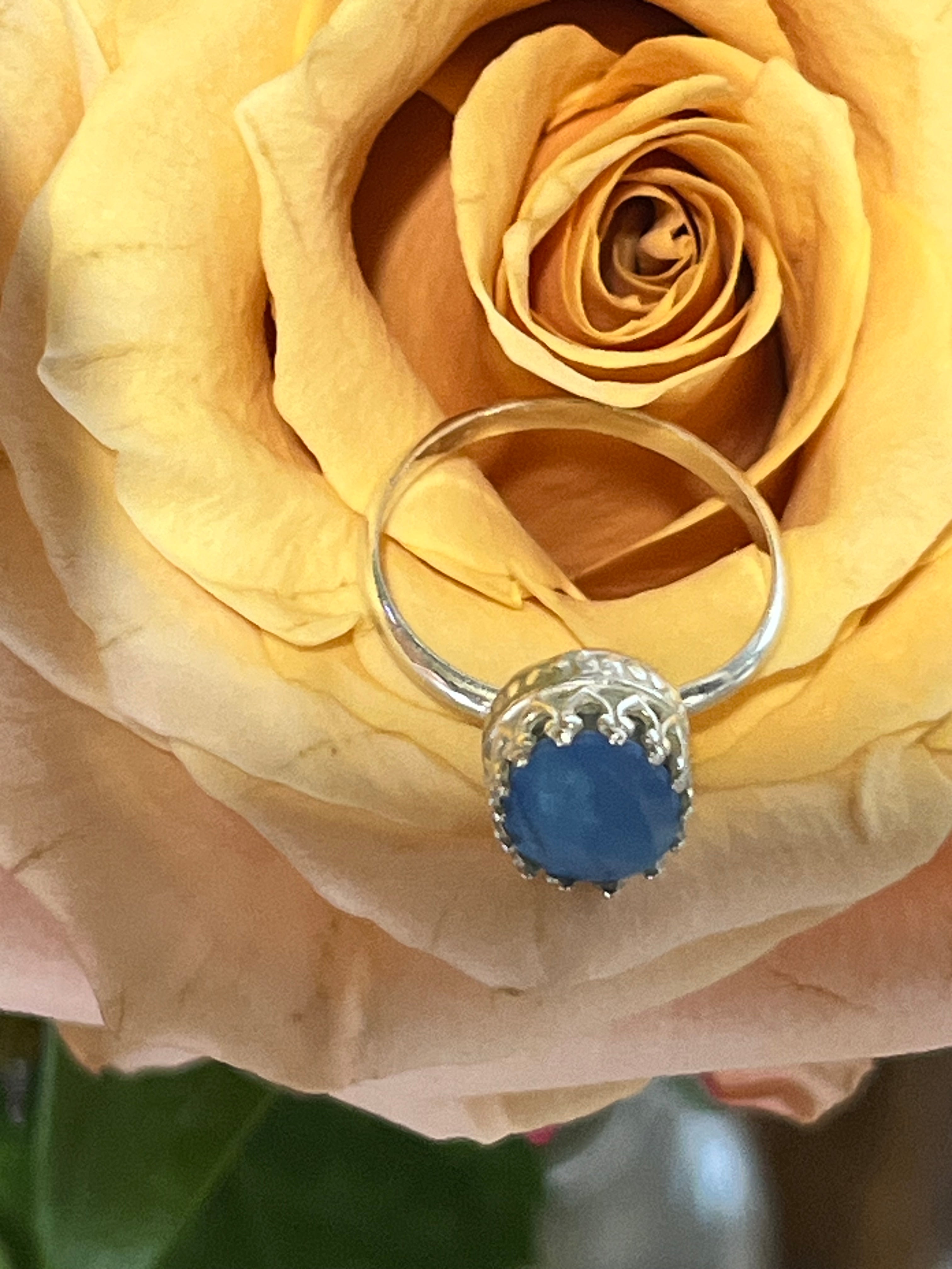 Blue fire opal ring