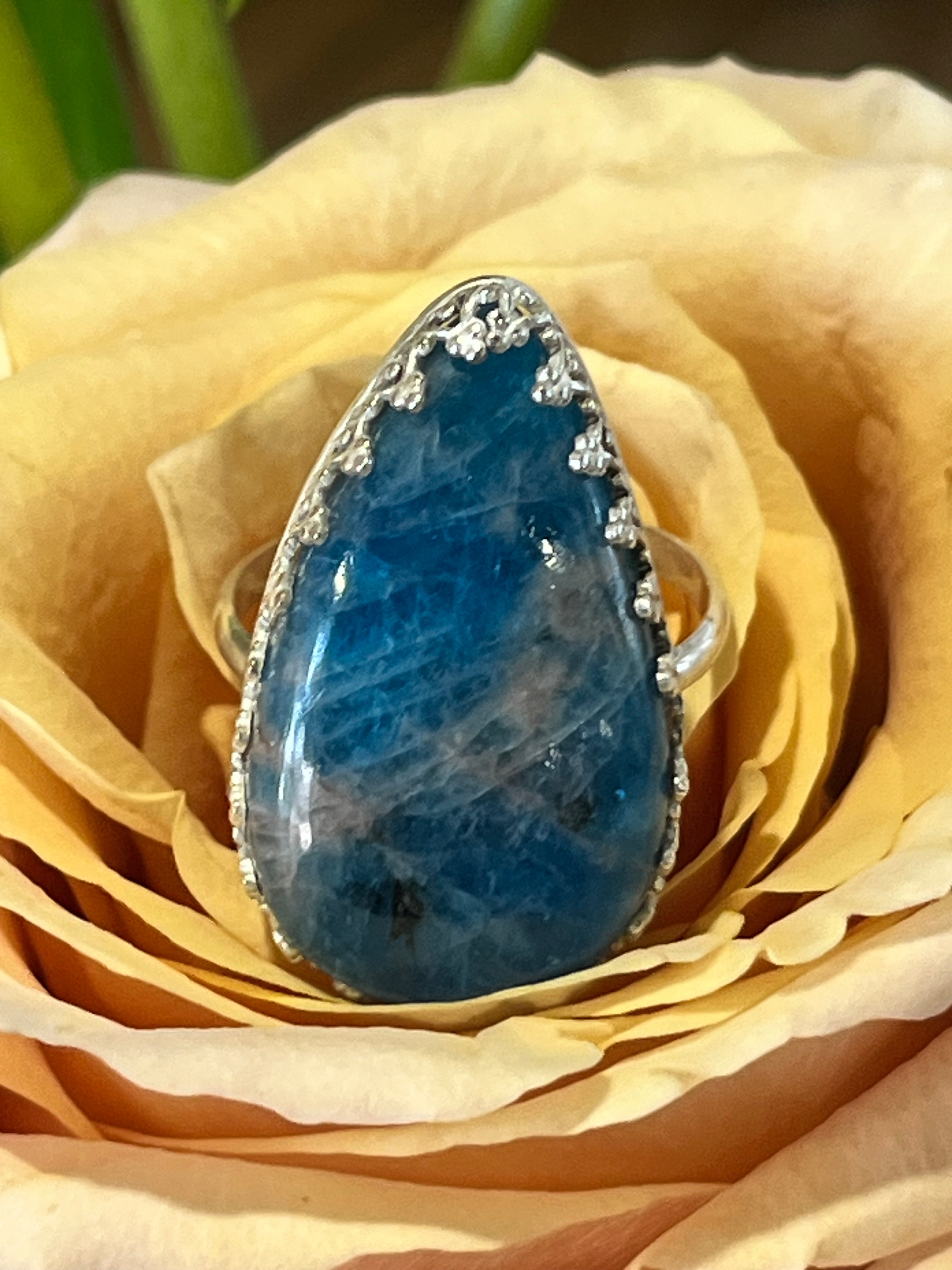 Blue appetite and sterling cocktail ring