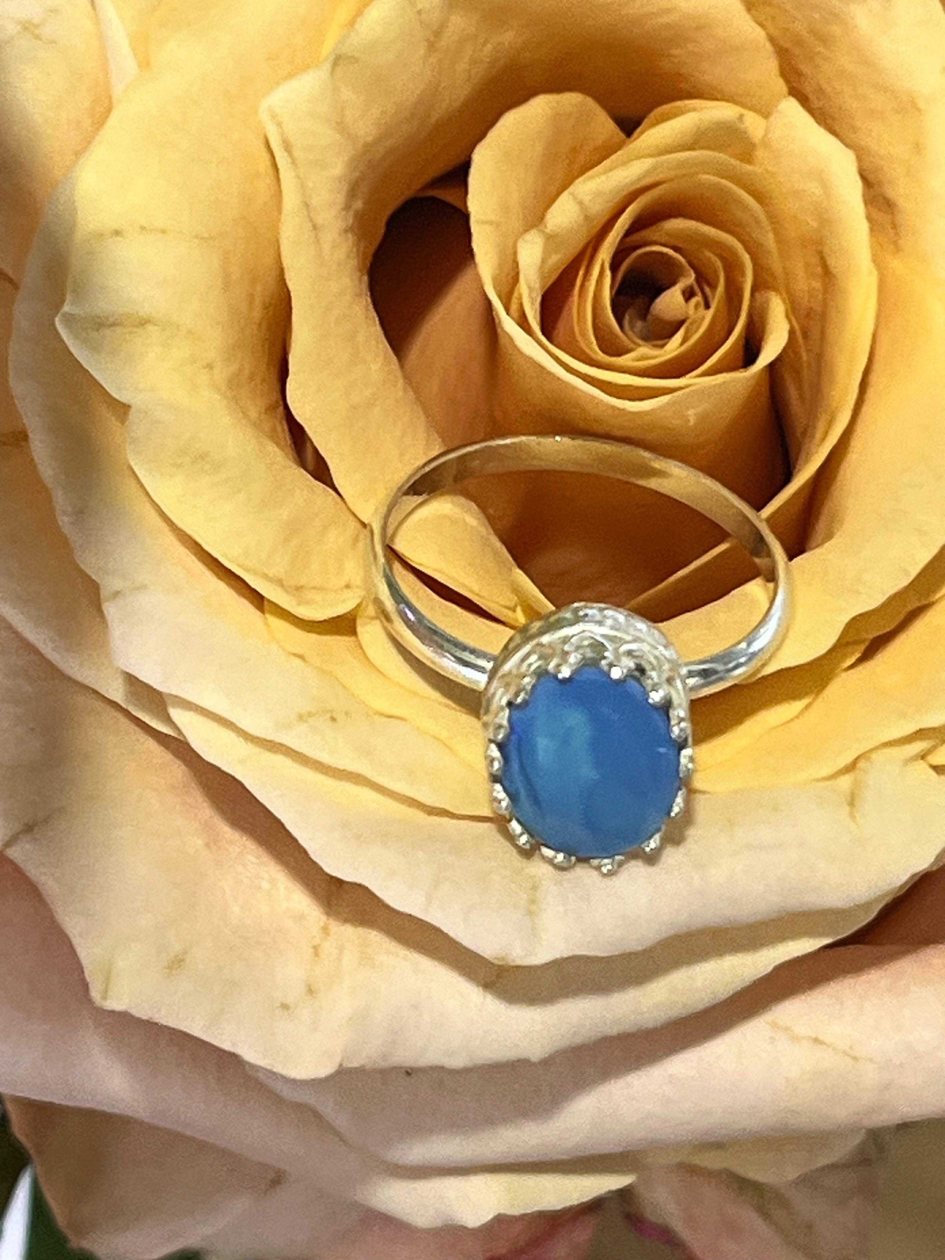 Blue fire opal ring