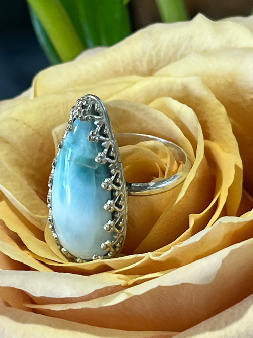 Larimar and sterling silver ring